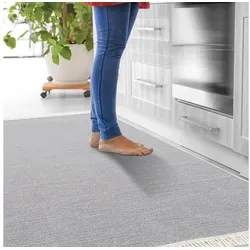 Fashion4Home Boho Kelim Teppich Läufer - Hellgrau, 80x150 cm - Beidseitig anwendbar mit zwei Farbvariationen! Der stilvolle Boho-Look bringt Leben in jeden Raum. Umweltfreundlich und gesundheitssicher aus 90% Baumwolle, ideal für Wohnzimmer, Küche und mehr.