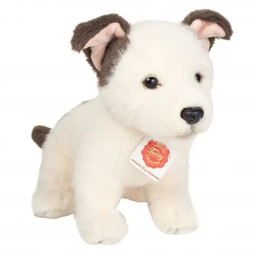 Teddy Hermann 91986 Hundewelpe Russell 25 cm - Kuscheltier aus recyceltem Material, sicher und pflegeleicht für Kinder ab 0 Monaten