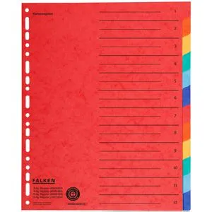 Falken Register 10615334, A4 Überbreite, blanko, Karton, 12-teilig, vollfarbig