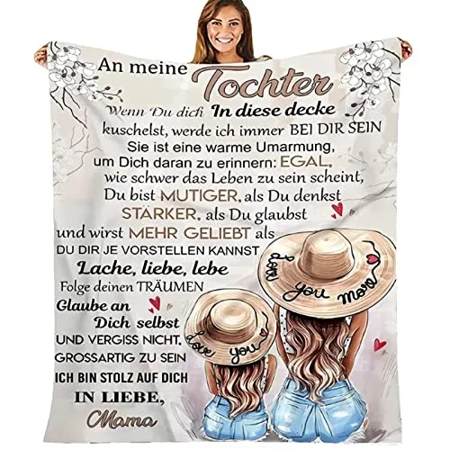 ACCZ Decke für Tochter von Mama - Kuscheldecke als Geschenk für Geburtstag, Weihnachten, 18. Geburtstag Mädchen