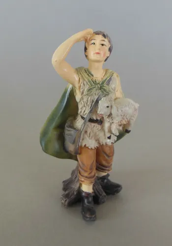 Hirte schauend mit Lamm für Krippenfiguren Größe 9 cm Polyresin Nr. 1