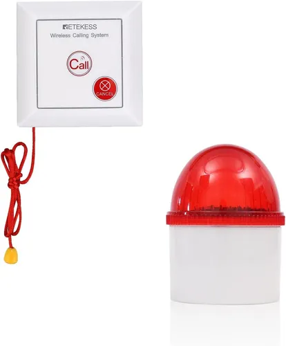 Retekess TH103P Alarm System,Notrufsystem, 110 dB Lärm,Anrufsystem mit Zugseil,IP54 Wasserdicht, 200 m Reichweite, Geeignet für Senioren, Patienten