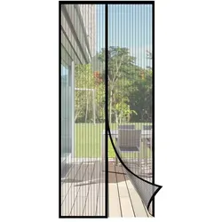 Sekey Fliegengitter Tür 90x200 cm – Magnet Insektenschutz für Balkon- & Haustüren, einfache Montage ohne Bohren, Schwarz - Schwarz