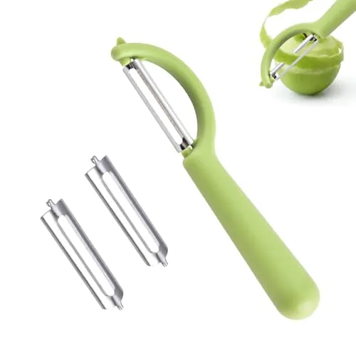 Grün kartoffelschäler,pendelschäler,sparschäler,potato peeler,gemüseschäler,gurkenschäler,schäler gemüse,P-Schäler für Tupper mit 2 Ersatzklingen,Zubereiten Kompatibel,mit Tupperware Küchengeräten