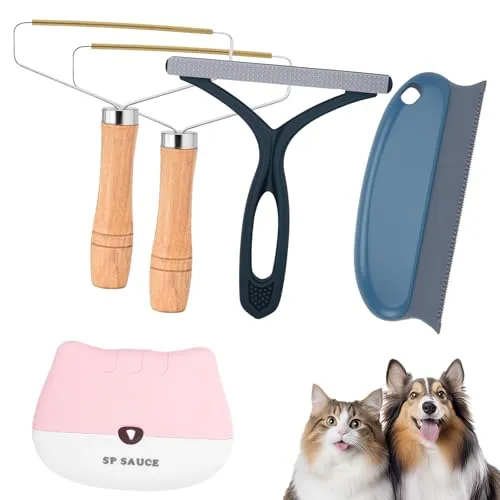 Cozy Inviting Tierhaarentferner & Fusselrasierer 5er Set manuell Tragbar | Für Kleidung, Teppich & Sofa, Wiederverwendbar, Gegen Katzenhaare & Hundehaare