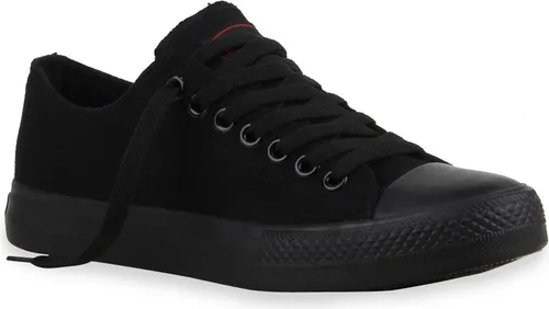 Mytrendshoe Herren Sneakers Sportschuhe Stoffschuhe Schnürer 94238, Farbe: Schwarz Schwarz Lucky, Größe: 40