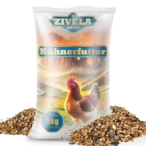 ZIVELA 5kg Hühnerfutter Geflügelkörnerfutter Körnerfutter | Geflügelfutter für Hühner, Gänse, Enten Non-GMO, 100% natürlich | Körnermischung 5 kg