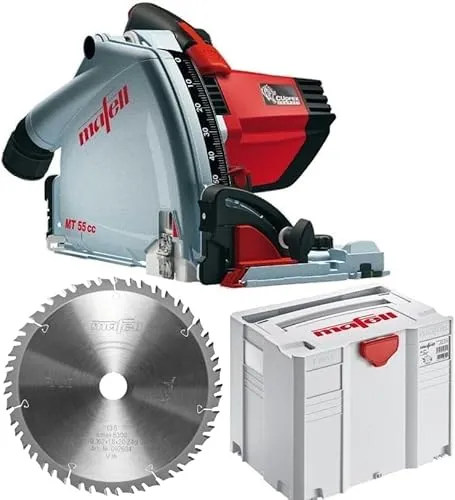MAFELL Tauchsäge MT 55 cc MidiMAX FAN EDITION - 1400 Watt Hochleistungsmotor - Sägen - Leistungsstarke Tauchsäge mit 57mm Schnitttiefe, ideal für präzise Schnitte in Holz und Plattenwerkstoffen, inkl. T-MAX Transportkoffer und Ersatzsägeblatt.
