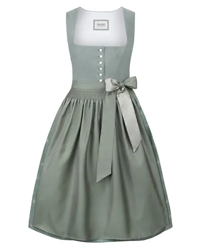 Stockerpoint Damen Helene Midi Dirndl in Salbei, Größe 46 - Dirndl für Damen: Stilvolles Midi Dirndl Helene aus hochwertigem Leinen, perfekt für besondere Anlässe. Ausgefallene Perlmuttknöpfe und ein pflegeleichter Baumwollrock sorgen für einen eleganten Auftritt.