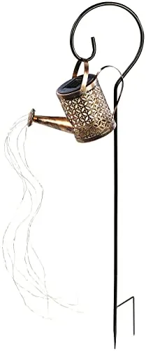 Lunartec Solar Lichterkette: Solar-Deko-Gießkanne mit LED Beleuchtung und Dämmerungssensor (LED Wasserfall Gießkanne, Sterne-Dusche, Lichterketten)