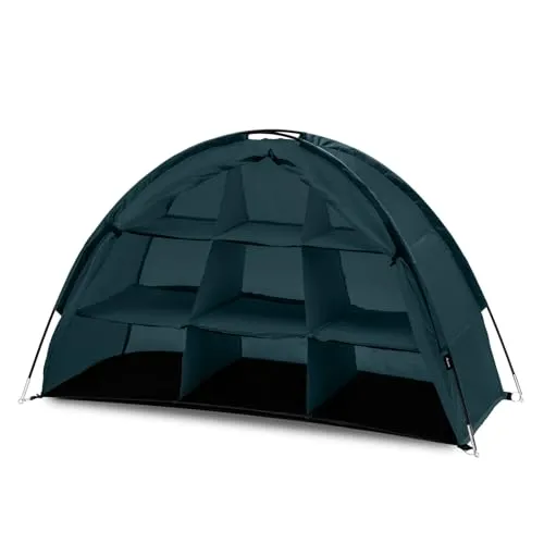 qeedo Shelf Campingschrank 120 x 80 cm - Camping-Schränke mit 9 Fächern, leicht und wetterbeständig, ideal für Ordnung beim Camping und schneller Aufbau dank praktischem System.