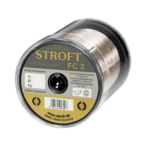 Stroft FC2 0,20mm Fluorocarbon Angelschnur 250m - Angelschnüre: Nahezu unsichtbare Fluorocarbon Schnur mit hoher Tragkraft und exzellenter Abriebfestigkeit, ideal für Profiangler.
