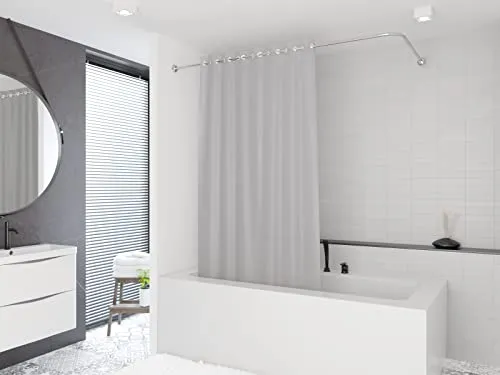 probath PEVA Duschvorhang Weiss 3D MOSAIK Retro GRAU Verschiedene Modelle 120x220 cm inkl. Duschvorhangringe - Überlänge! (Hellgrau)