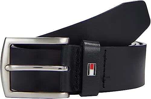 Tommy Hilfiger Herren Gürtel New Denton, 3,5 cm Ledergürtel in Blau - Herren-Gürtel aus 100% echtem Leder, ideal für jeden Anlass. Der stilvolle Gürtel mit quadratischer Dornschließe bietet hohen Tragekomfort und passt perfekt zu Jeans oder Anzug.