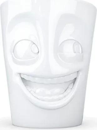 FIFTYEIGHT Henkelbecher 350ml - Witzig weiß - Thermobehälter, stylischer Henkelbecher mit witzigem Design – ideal für Kaffee oder Tee unterwegs!