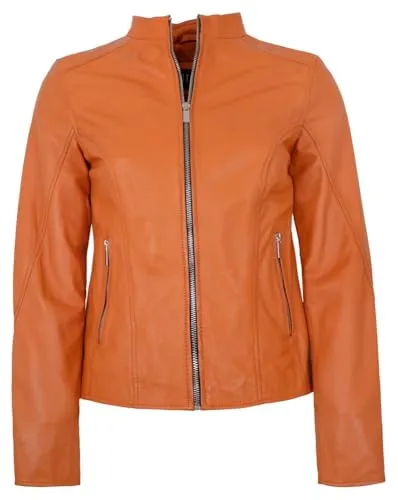 Jilani - Damen Lederjacke Lammnappa orange Größe 42
