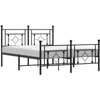 Bettgestell Metall Schwarz 135x190 cm mit Kopf- und Fußteil - Robustes Bettgestell aus pulverbeschichtetem Stahl, ideal für dein Schlafzimmer. Mit praktischem Stauraum und ausgezeichnetem Kopfteil für Komfort beim Lesen oder Fernsehen.