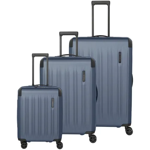 travelite Trolleyset DYNAMIIC S+M+L - 3-teilig, mit 4 Rollen, in Denimblue - Koffer Set aus Hartschale (ABS) mit Volumenerweiterung, ideal für jede Reise. Inklusive Handgepäck und zwei Aufgabekoffern, ausgestattet mit TSA-Schloss und arretierbarem Teleskopgestänge.