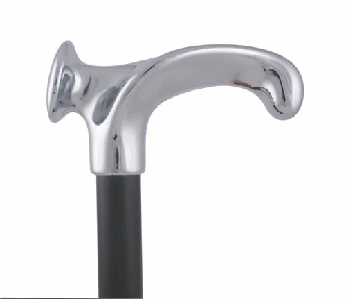 Stockshop Gehstock AMALFI - Glanzverchromter Derbygriff - Behinderten-Bedarf, anatomisch geformter Derbygriff für optimalen Komfort und Belastbarkeit bis 100 kg.