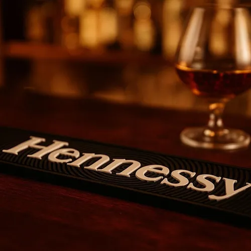 Hennessy Barmatte – ca. 60 x 9 cm – Schwarze rutschfeste Silikon-Barunterlage mi