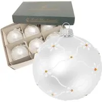 Krebs Glas Lauscha Weihnachtsbaumkugel Silber 6er-Set 8cm