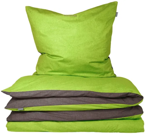 Schiesser Wendebettwäsche Doubleface - 2-teilig aus weicher Baumwolle - Bettwäsche-Sets aus superweicher Baumwolle mit edlem Melangeeffekt, wendbares Design und SCHIESSER Stickerei, ideal für stilvolle Schlafzimmer.