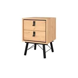 Mid.you Nachtschrank aus Eiche und Metall, 2 Schubladen - Stylischer Nachtschrank für das Schlafzimmer, bietet mit seinen 2 Schubladen praktischen Stauraum und überzeugt durch sein modernes Design in Eiche und Metall.