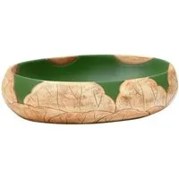vidaXL Aufsatzwaschbecken Oval 59x40 cm in Grün und Braun in grün von vidaXL