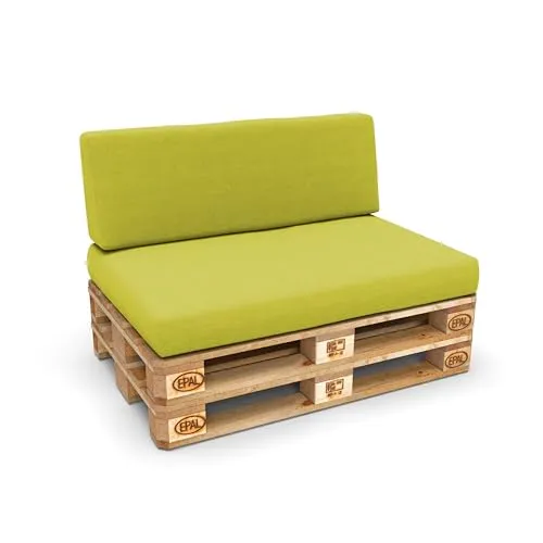POKAR Palettenkissen Palettenauflagen mit abnehmbarem Bezug Palettenmöbel Palettensofa 2er Set: Sitzkissen 120x80 + Rückenlehne 120x40, Limette