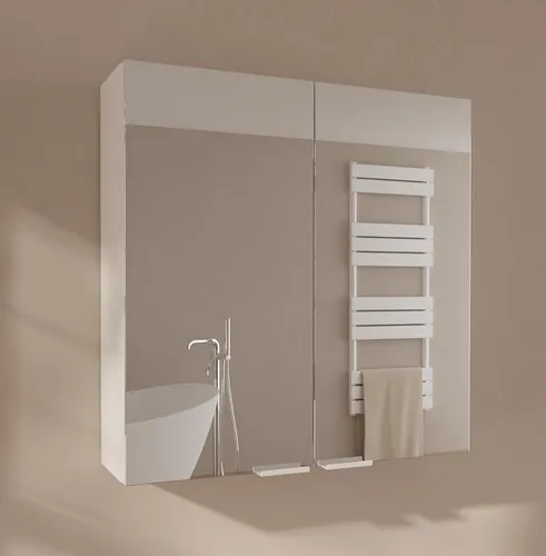 Platan Room Badezimmerspiegelschrank EMMA 60x60x13 cm Badschrank mit 2 Türen Spiegelschrank verstellbare Ablagen