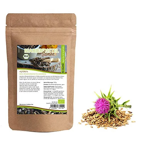 Mynatura Bio Mariendistelsamen ganz 500g I Mariendistel I Rohkost I Naturbelassen I Superfood I Aus Österreich I Vegan I DE-ÖKO-044 I 500g Beutel (1)
