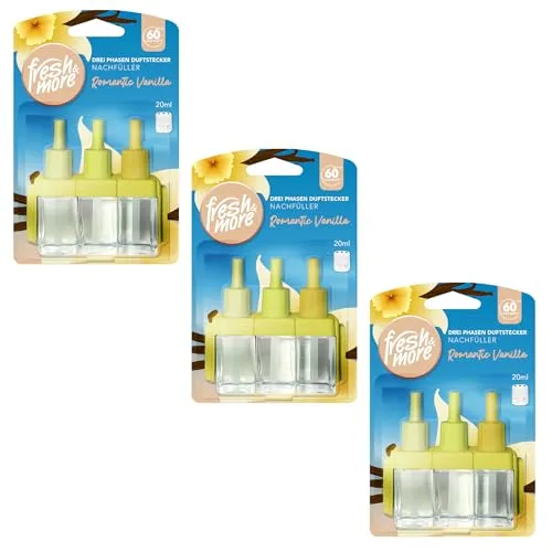 Fresh & More Nachfüller 3x 20ml Duft Romantic Vanilla - kompatibel mit Febreze & Ambi Pur 3Volution Duftstecker