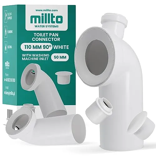 Millto™ WC-Anschlussbogen 110mm 90º - Leitungsinstallation mit 50mm Waschmaschinenauslass, aus langlebigem Polypropylen für zuverlässige Dichtheit und effizienten Abfluss.