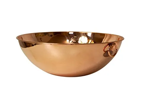 CopperGarden Rührschüssel aus Kupfer 36 cm - Rührschüsseln aus hochwertigem Kupfer, ideal für Herd und Wasserbad, mit antibakteriellen Eigenschaften und praktischem Messinggriff für einfache Handhabung.