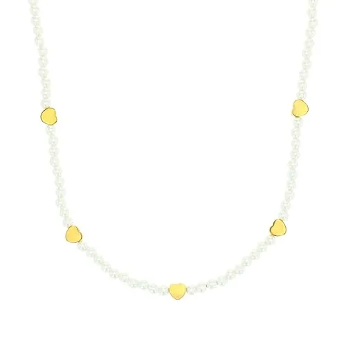 Amor Kette mit Herz-Anhänger aus Edelstahl - Ketten für Damen, elegante Edelstahlkette mit Herz-Anhänger und Glasperle, verstellbar von 42 bis 45 cm, perfekt als Geschenk in stilvoller Schmuckbox.