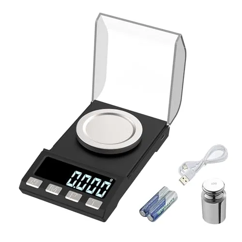 KUBEI 100 g/0,001 g Digitalwaage Milligramm USB wiederaufladbar Präzisionswaage - Mini-Taschenwaage mit Gewichtskalibrierung, Pinzette und Wiegebasis, Küchenwaage