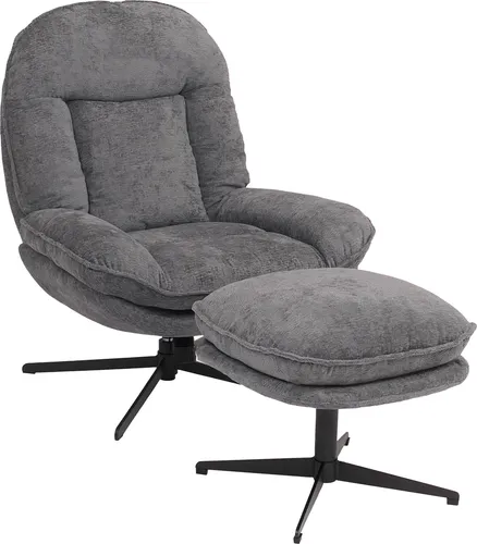 Relaxsessel mit Hocker MCW-P32 – Bequemer Fernsehsessel mit drehbarem Metallgestell - Genießen Sie höchsten Komfort mit dem Relaxsessel MCW-P32. Der weiche Chenille-Bezug (370 g/m²) und die Nosagfederung bieten erstklassige Polsterung. Ideal für entspannte Stunden in jedem Wohnraum.