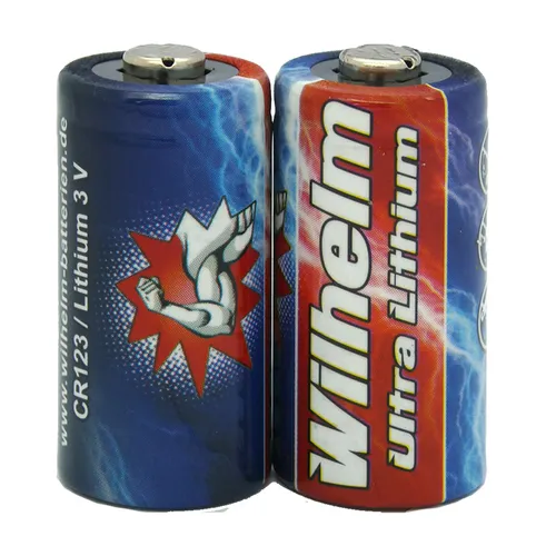 Wilhelm Lithium CR123 Fotobatterie Taschenlampe 3V CR123A NEU 2 x