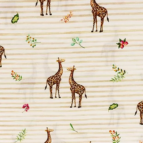 SCHÖNER LEBEN. Baumwollstoff Popeline Digitaldruck Giraffen weiß bunt 1,5m