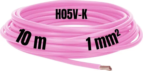 Kalitec 10 Meter H05V-K 1 mm² rosa Verdrahtungsleitung I Aderleitung flexibel I PVC Einzelader I Litze 1mm2 I Verdrahtung feindrätig I Einzelleitung I Kabel eindrähtig I Schaltdraht