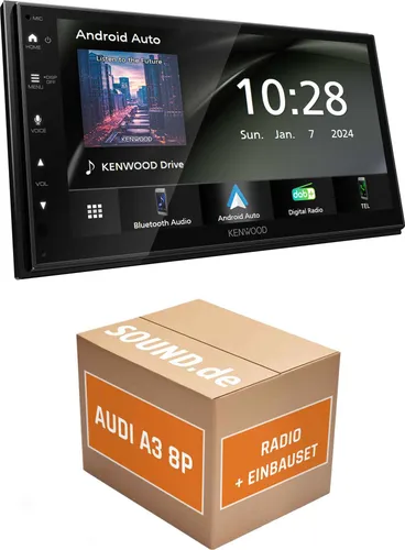 Kenwood DMX5023DABS Autoradio Einbaupaket für Audi A3 8P