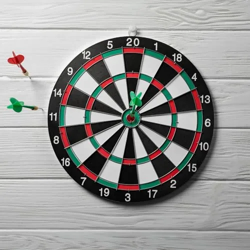 Dartspiel Dartscheibe Regulär 16 Zoll (40,6 cm) Dart-Schießen, doppelseitiges Brett für Erwachsene und Jugendliche mit 6 Stahlpfeilen Rundes Dartboard, Haus zum Aufhängen an der Wand