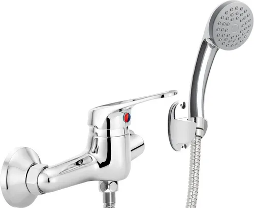 Duscharmatur mit Duschset - Einhebelmischer in Chrom - Duscharmatur für Badezimmer, mit leicht zu reinigendem Duschkopf (6,5 cm) und wandmontierter Installation für modernen Komfort.
