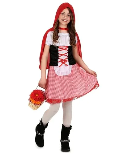 DEGUISE TOI VEGAOO - Rotkäppchenkostüm für Mädchen - 134/140 (10-12 Jahre) - Rot - Kostüme für Kinder - - Carnaval
