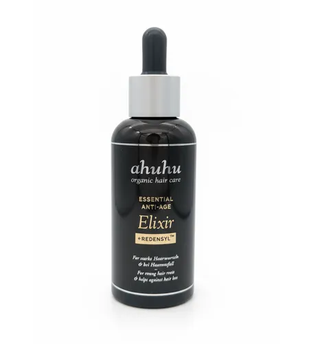 ahuhu ESSENTIAL ANTI-AGE Elixir - 100ml Kopfhautpflege mit Koffein, fördert Haarwachstum für dichteres und voluminöseres Haar, vegan und silikonfrei