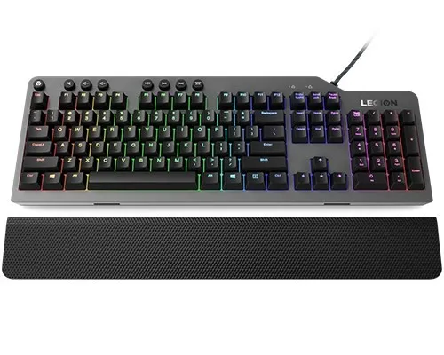 Lenovo Legion K500 Gaming Tastatur - Mechanische RGB-Gaming-Tastatur mit 104 Tasten, langlebigen Schaltern und abnehmbarer Handballenauflage für ein verbessertes Spielerlebnis und Komfort.