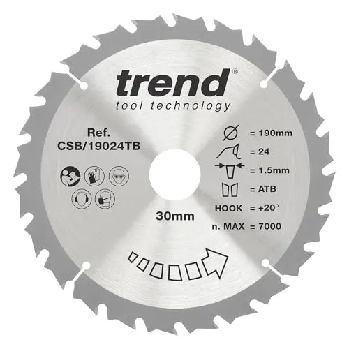 Trend Akku-Handkreissägeblatt 190 mm, 24 Z, 30 mm, HW, mittlere Oberfläche