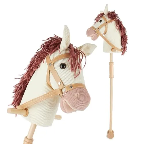 Bieco Steckenpferd Ginger - Holz Hobby Horse mit Rollen, fördert Fantasie und Motorik für Kinder