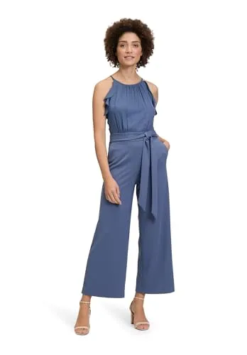 Eleganter V.M. Jumpsuit mit Bindegürtel in Hellblau, Größe 44 - Jumpsuit von V.M. by Vera Mont, kombiniert Komfort und Stil mit einem geraden Schnitt und Spaghettiträgern. Der Bindegürtel ermöglicht eine individuelle Anpassung für optimale Passform.