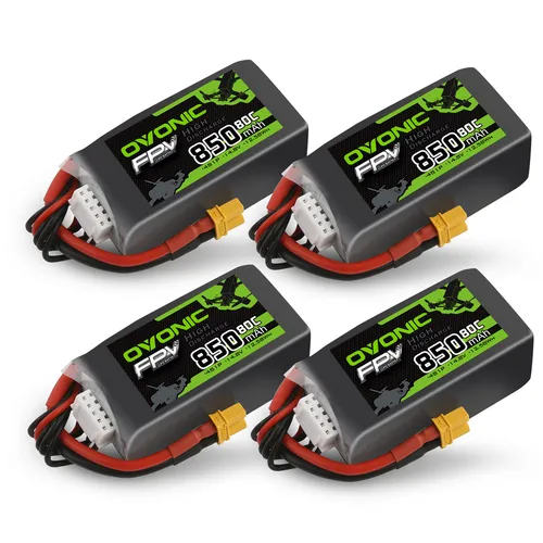 4X 850mAh 4S Lipo Akku 14.8V mit XT30 für FPV Drohne